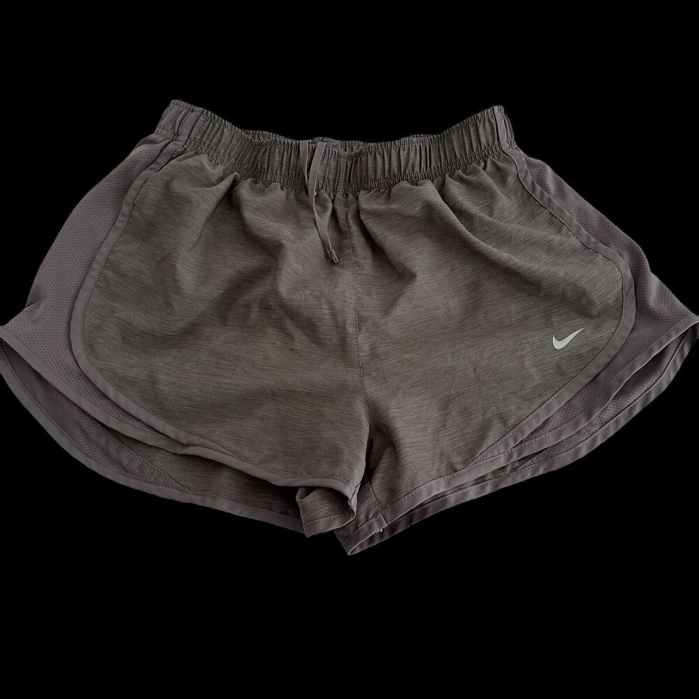 Nike DriFit Lined Athletic Running Shorts Women Med Drawstring Inner Pocket Grey